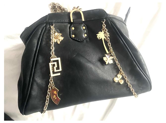Pochette Versace For H&M in pelle nera con catene dorate Nero - vista 7
