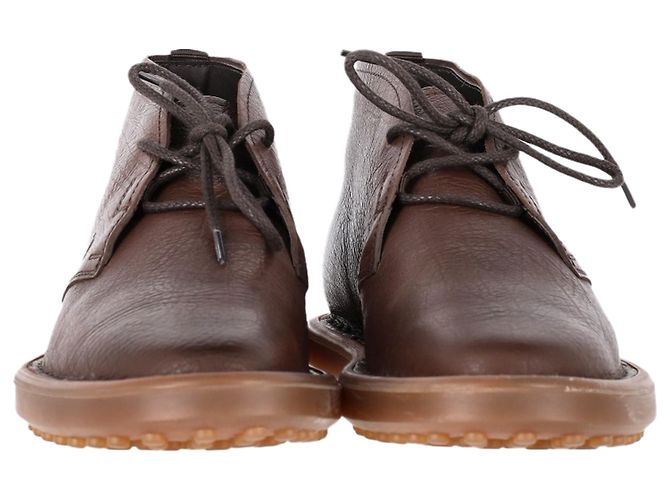 Botas desérticas con cordones Tod's en cuero marrón Castaño Roja - vista 2