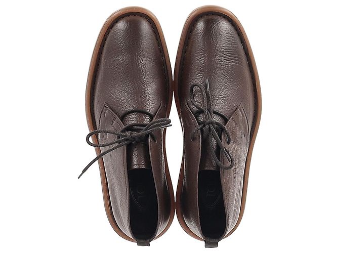 Botas desérticas con cordones Tod's en cuero marrón Castaño Roja - vista 3