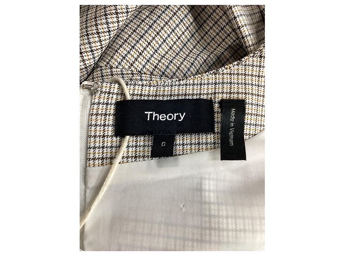 Theory Karo Mini Kleid aus beiger Viskose - Ansicht 11