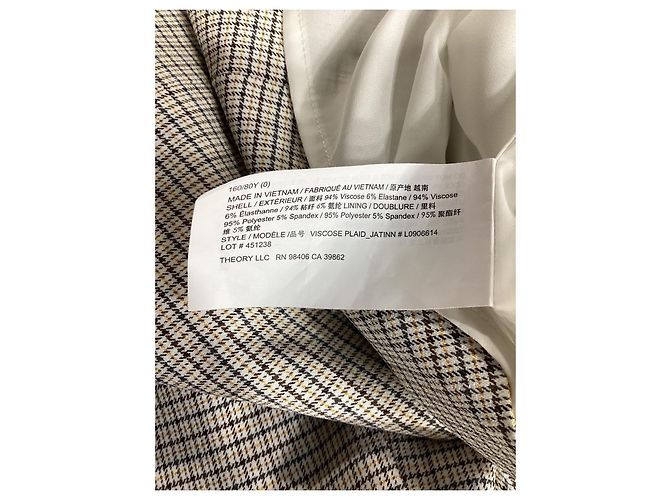Theory Karo Mini Kleid aus beiger Viskose - Ansicht 12