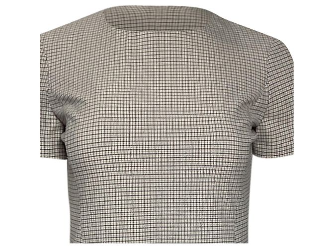 Theory Karo Mini Kleid aus beiger Viskose - Ansicht 4