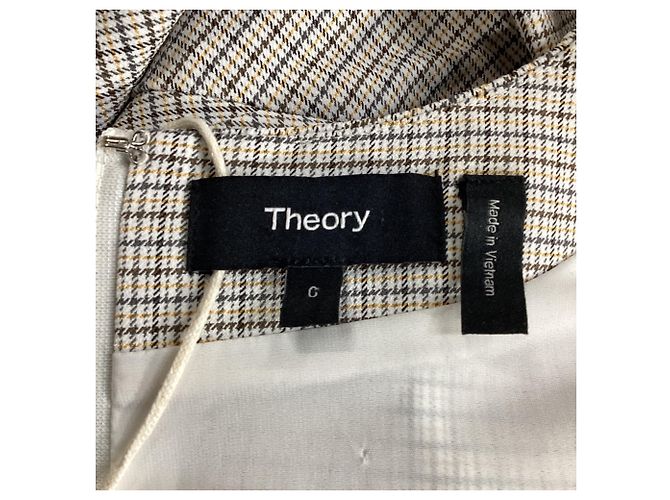 Theory Karo Mini Kleid aus beiger Viskose - Ansicht 5