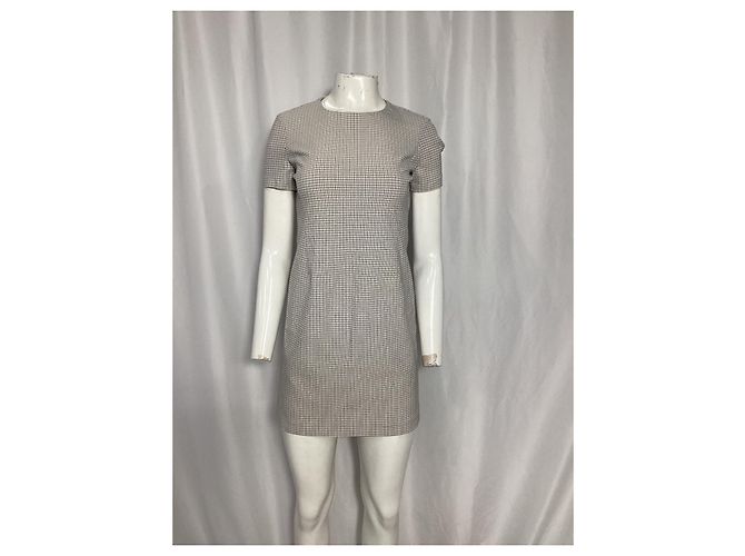 Theory Karo Mini Kleid aus beiger Viskose - Ansicht 7