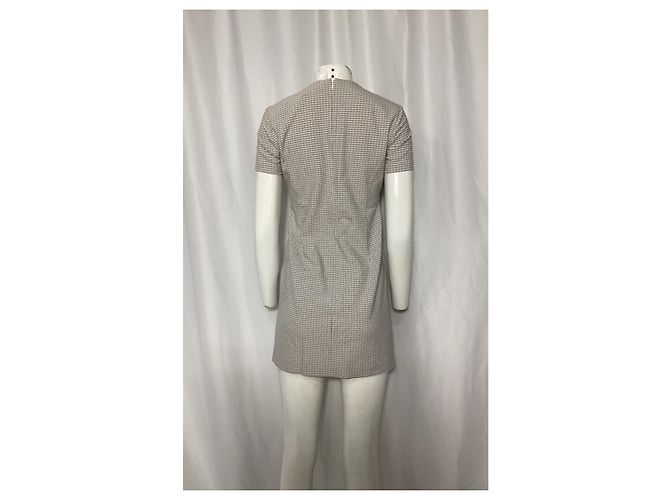 Theory Karo Mini Kleid aus beiger Viskose - Ansicht 9