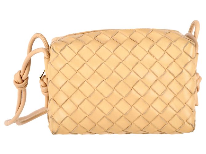 Bottega Veneta Mini Intrecciato Loop Sac à Bandoulière en Cuir d'Agneau Jaune - vue 3
