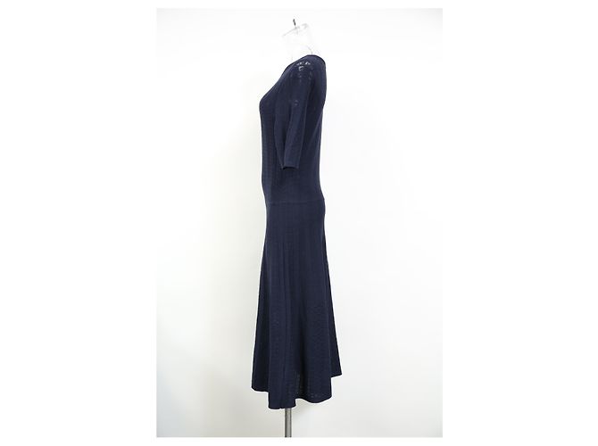 Vestido de longitud media Boss Hugo Boss en viscosa azul marino - vista 7