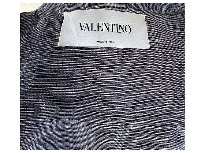 Valentino Garavani Blazer largo de lino y lana gris - vista 11