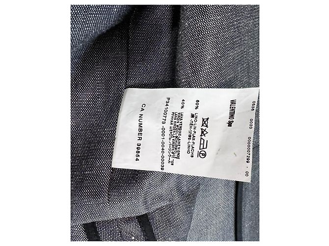 Valentino Garavani Blazer largo de lino y lana gris - vista 13