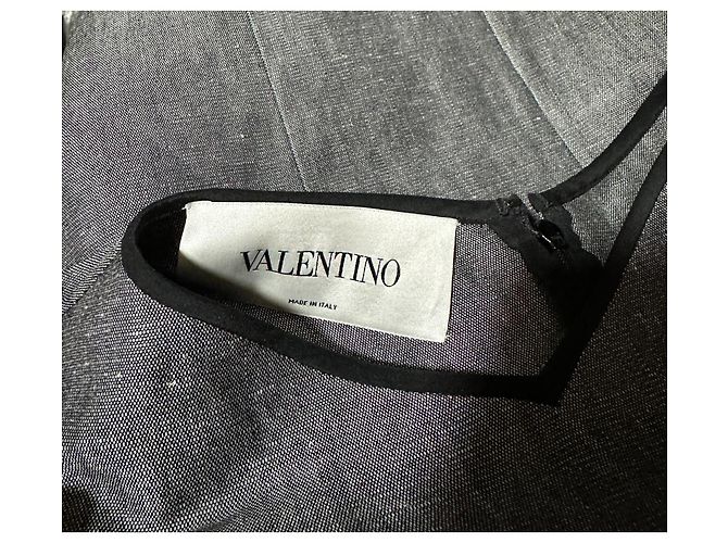 Valentino Garavani Blazer largo de lino y lana gris - vista 14