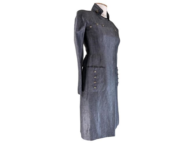 Valentino Garavani Blazer largo de lino y lana gris - vista 4