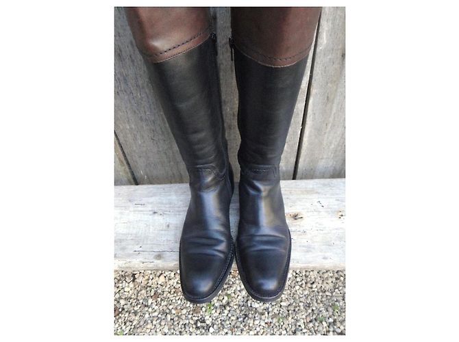DMN Lederstiefel Schwarz Dunkelbraun - Ansicht 3