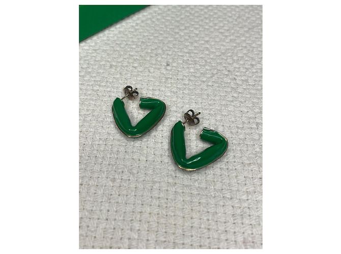 Orecchini Bottega Veneta Fold Verdi Argento Verde - vista 3