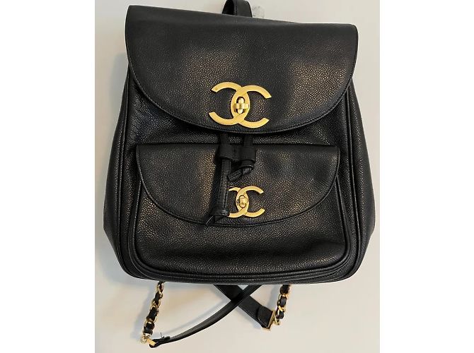Chanel Black Caviar Leather Backpack Gold Trim - view 2