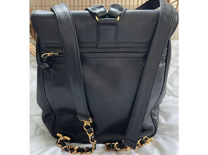 Chanel Black Caviar Leather Backpack Gold Trim - view 3