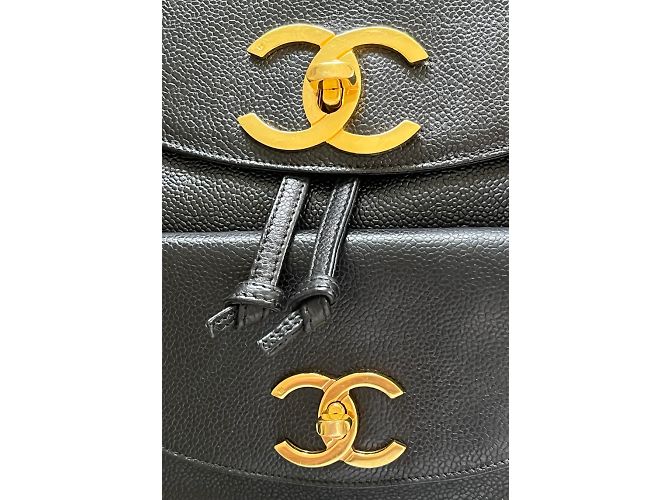 Chanel Black Caviar Leather Backpack Gold Trim - view 6