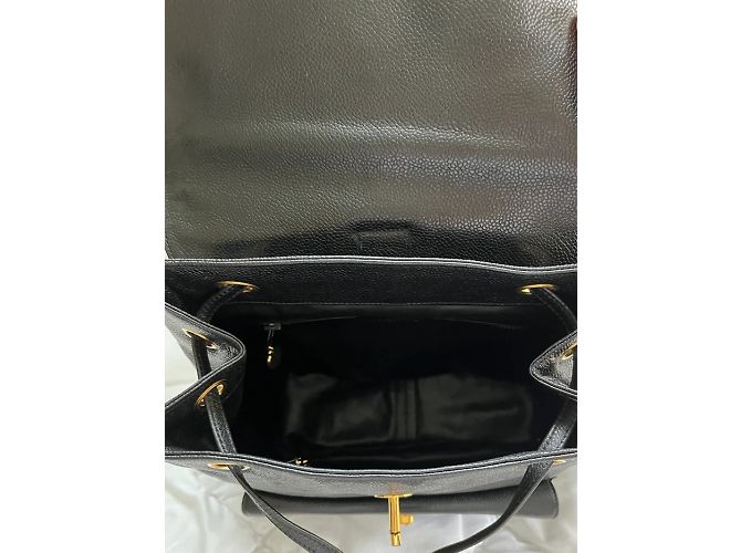 Chanel Black Caviar Leather Backpack Gold Trim - view 8