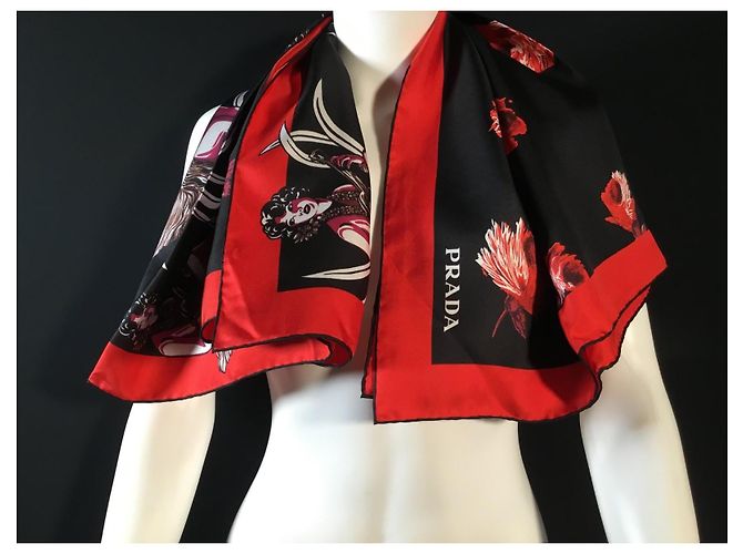 Prada Seidenschal mit abstraktem Muster 90cm Mehrfarben - Ansicht 11