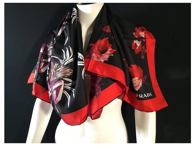Prada Seidenschal mit abstraktem Muster 90cm Mehrfarben - Ansicht 12