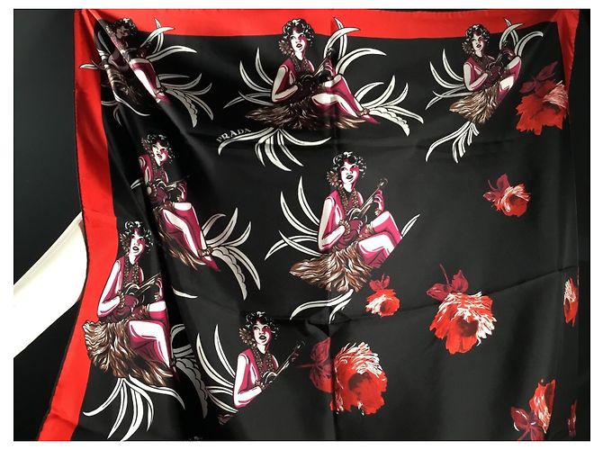Prada Seidenschal mit abstraktem Muster 90cm Mehrfarben - Ansicht 13