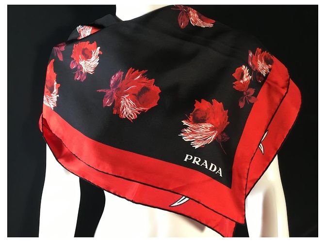 Prada Seidenschal mit abstraktem Muster 90cm Mehrfarben - Ansicht 5