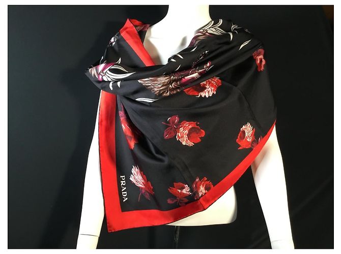 Prada Seidenschal mit abstraktem Muster 90cm Mehrfarben - Ansicht 7