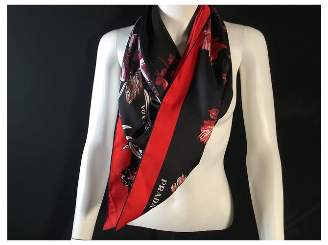 Prada Seidenschal mit abstraktem Muster 90cm Mehrfarben - Ansicht 8