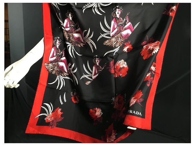 Prada Seidenschal mit abstraktem Muster 90cm Mehrfarben - Ansicht 9