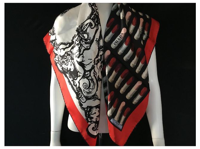Prada Seidenschal mit abstraktem Muster 90cm Mehrfarben - Ansicht 13