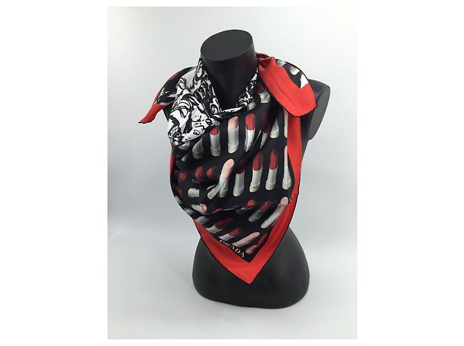 Prada Seidenschal mit abstraktem Muster 90cm Mehrfarben - Ansicht 14