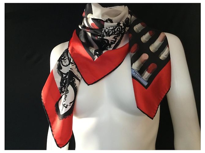 Prada Seidenschal mit abstraktem Muster 90cm Mehrfarben - Ansicht 2