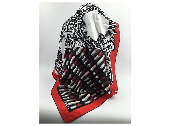Prada Seidenschal mit abstraktem Muster 90cm Mehrfarben - Ansicht 3