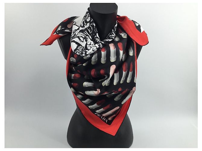 Prada Seidenschal mit abstraktem Muster 90cm Mehrfarben - Ansicht 4