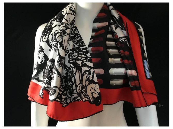 Prada Seidenschal mit abstraktem Muster 90cm Mehrfarben - Ansicht 8