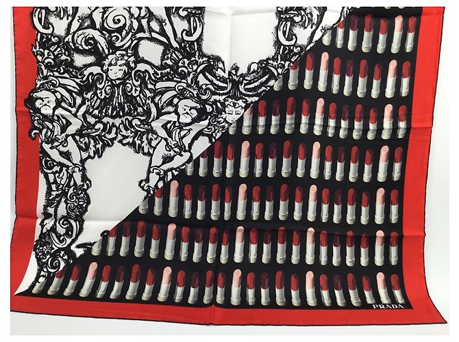 Prada Seidenschal mit abstraktem Muster 90cm Mehrfarben - Ansicht 9