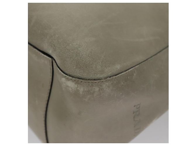 Borsa a spalla PRADA in pelle plastica grigia marrone scuro Auth bs21988 - vista 14