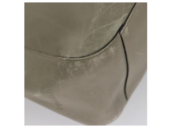 Borsa a spalla PRADA in pelle plastica grigia marrone scuro Auth bs21988 - vista 15