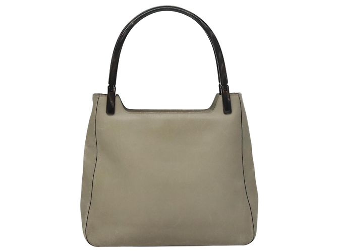Borsa a spalla PRADA in pelle plastica grigia marrone scuro Auth bs21988 - vista 2
