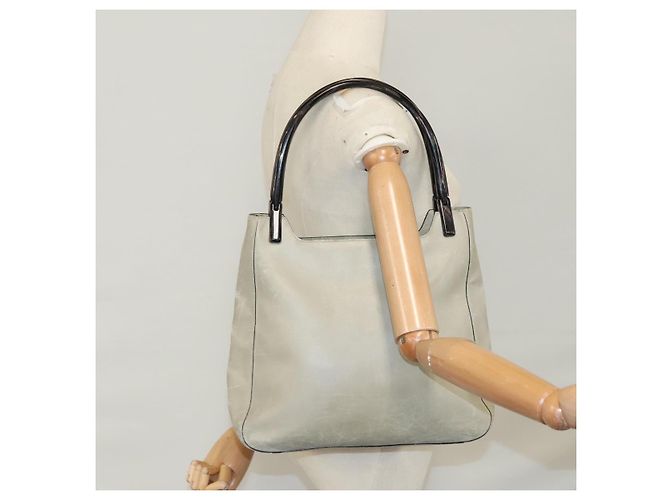 Borsa a spalla PRADA in pelle plastica grigia marrone scuro Auth bs21988 - vista 26