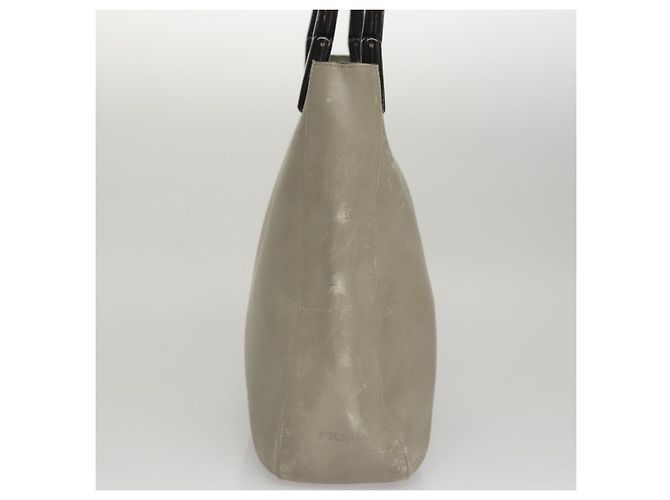 Borsa a spalla PRADA in pelle plastica grigia marrone scuro Auth bs21988 - vista 4