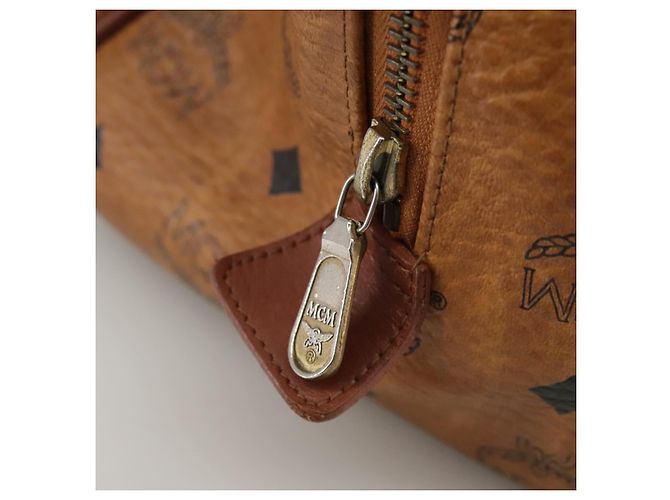 MCM Vicetos Logogram Mini Boston Bag in pelle PVC 2 vie marrone oro Auth ki5381 D'oro - vista 10