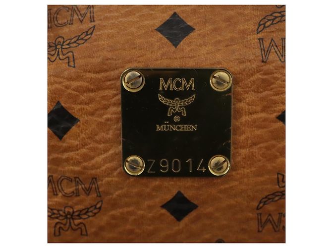 MCM Vicetos Logogram Mini Boston Bag in pelle PVC 2 vie marrone oro Auth ki5381 D'oro - vista 12