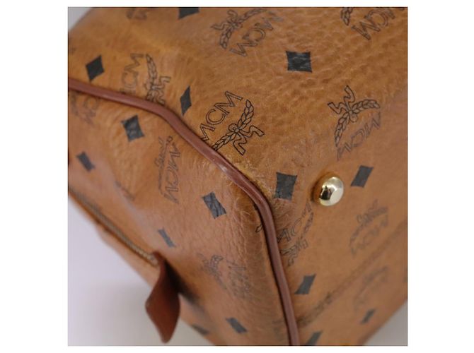 MCM Vicetos Logogram Mini Boston Bag in pelle PVC 2 vie marrone oro Auth ki5381 D'oro - vista 15