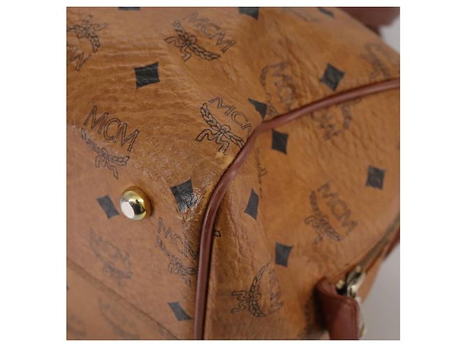 MCM Vicetos Logogram Mini Boston Bag in pelle PVC 2 vie marrone oro Auth ki5381 D'oro - vista 16