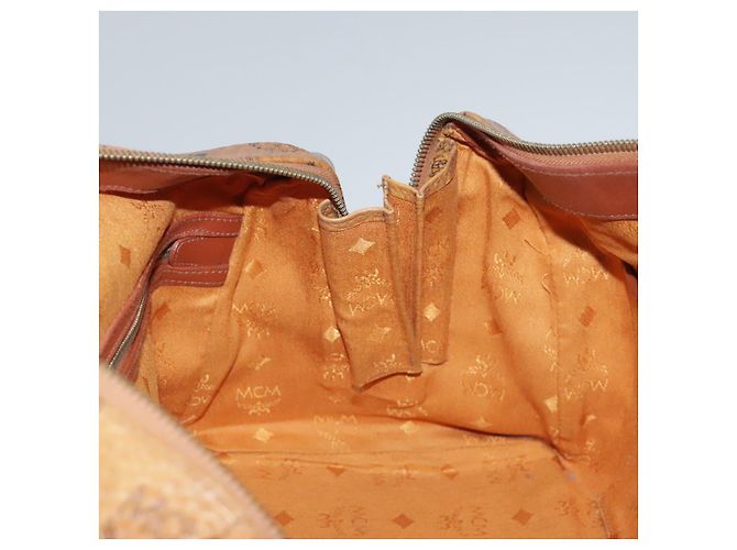 MCM Vicetos Logogram Mini Boston Bag in pelle PVC 2 vie marrone oro Auth ki5381 D'oro - vista 17