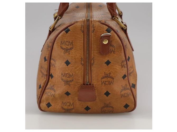 MCM Vicetos Logogram Mini Boston Bag in pelle PVC 2 vie marrone oro Auth ki5381 D'oro - vista 3