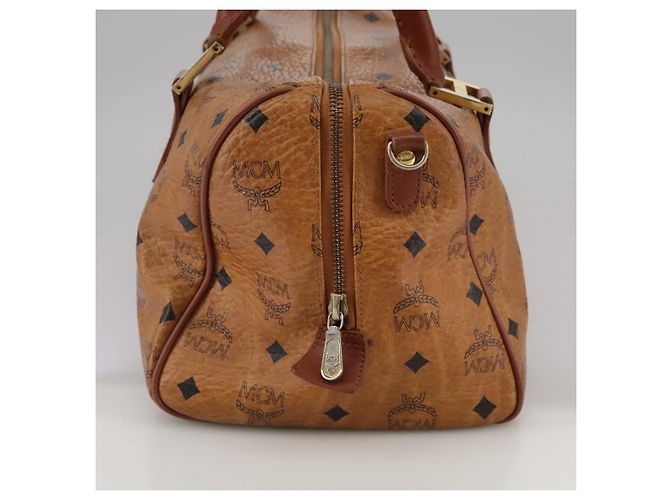 MCM Vicetos Logogram Mini Boston Bag in pelle PVC 2 vie marrone oro Auth ki5381 D'oro - vista 4