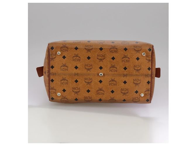 MCM Vicetos Logogram Mini Boston Bag in pelle PVC 2 vie marrone oro Auth ki5381 D'oro - vista 5