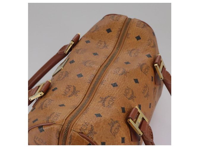 MCM Vicetos Logogram Mini Boston Bag in pelle PVC 2 vie marrone oro Auth ki5381 D'oro - vista 6