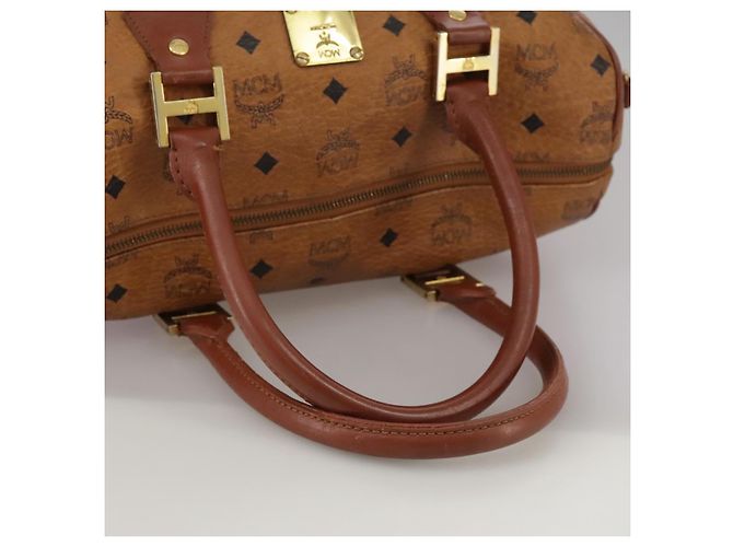 MCM Vicetos Logogram Mini Boston Bag in pelle PVC 2 vie marrone oro Auth ki5381 D'oro - vista 7